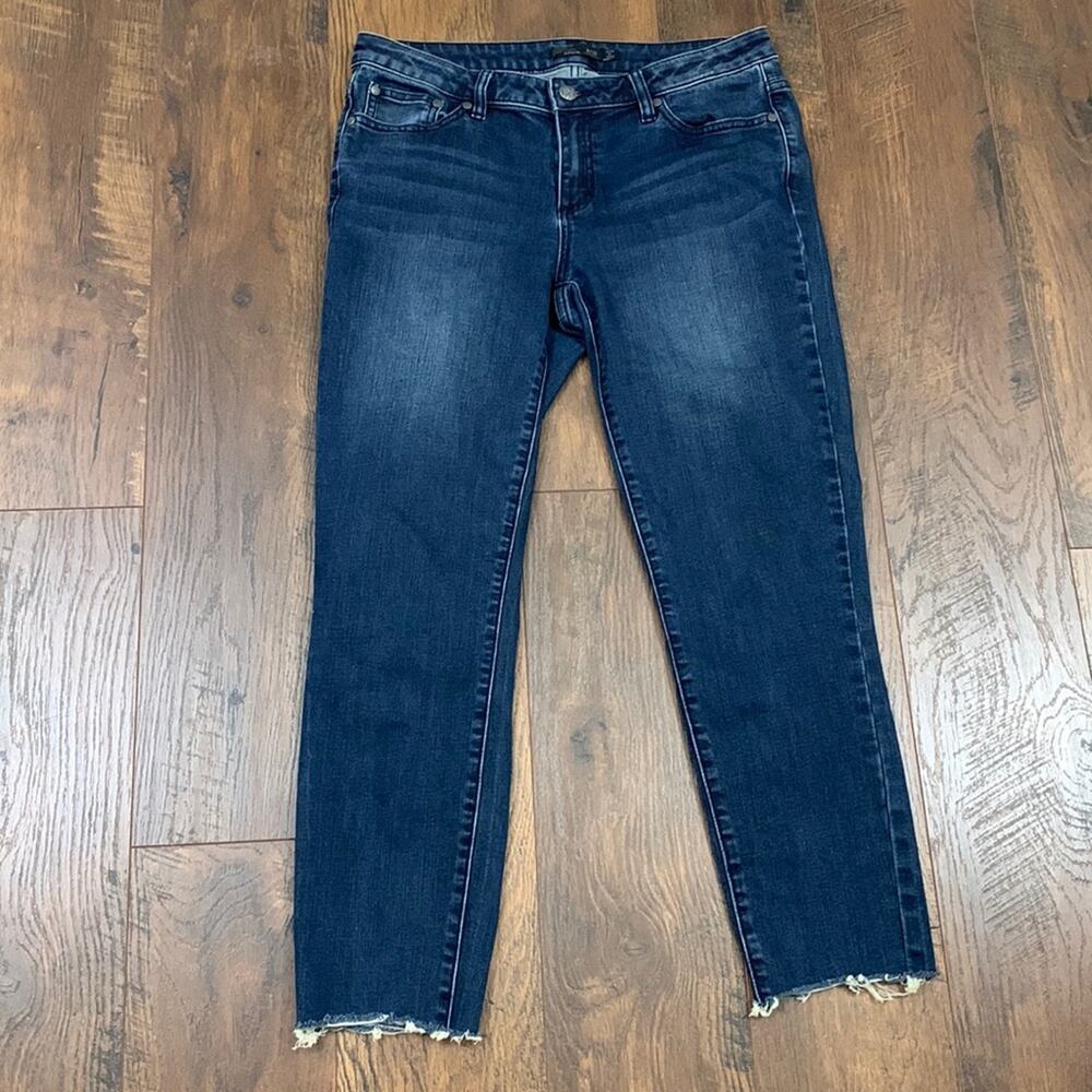 Prana Ankle Raw Hem Dark Wash Skinny Jeans